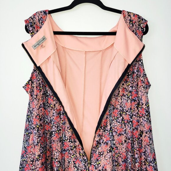 Danny & Nicole Pink Floral Lace Overlay Sleeveless A-Line Dress Size 20W - Picture 7 of 9